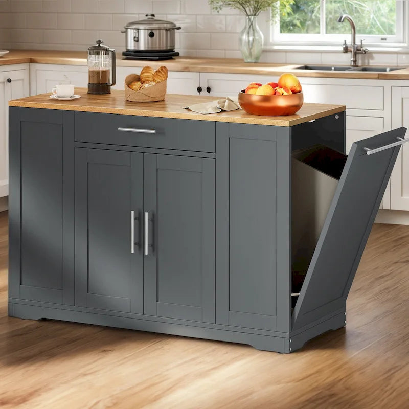 Meuble de Rangement pour Îlot de Cuisine Roulant de 53 Pouces Chariot de Cuisine Mobile Portable
