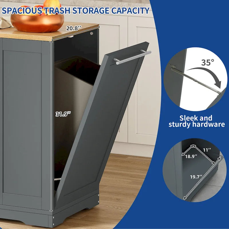 Meuble de Rangement pour Îlot de Cuisine Roulant de 53 Pouces Chariot de Cuisine Mobile Portable
