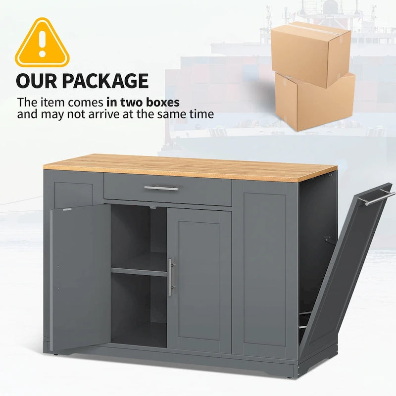 Meuble de Rangement pour Îlot de Cuisine Roulant de 53 Pouces Chariot de Cuisine Mobile Portable