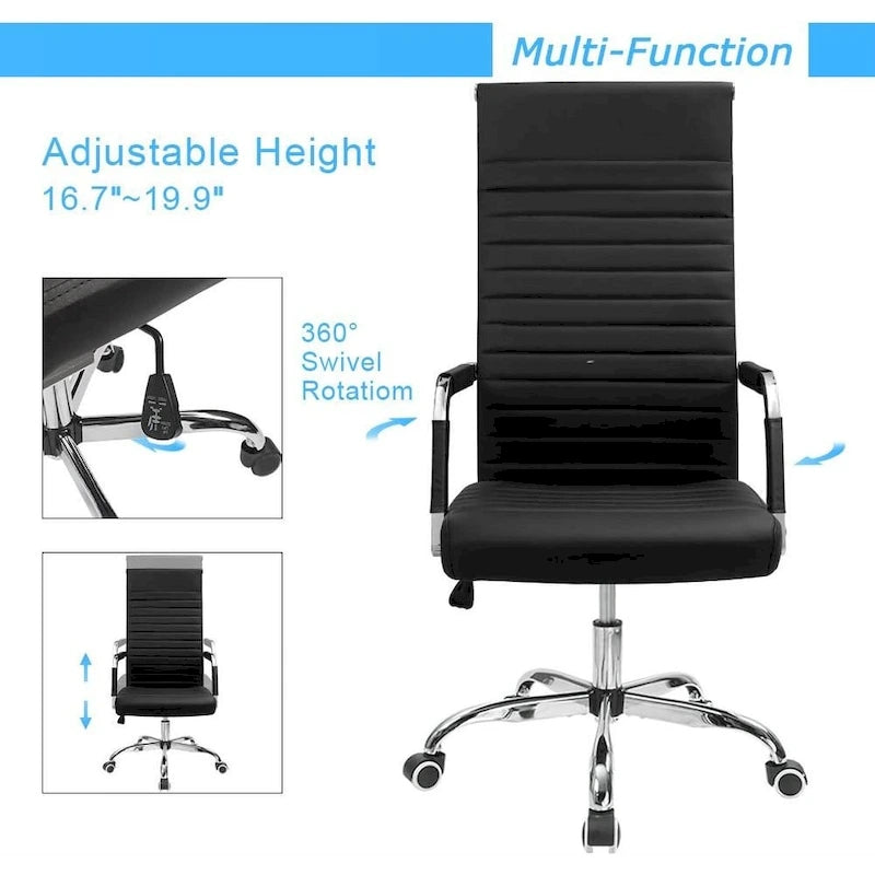 Chaise de bureau nervurée, chaise de conférence à dossier haut