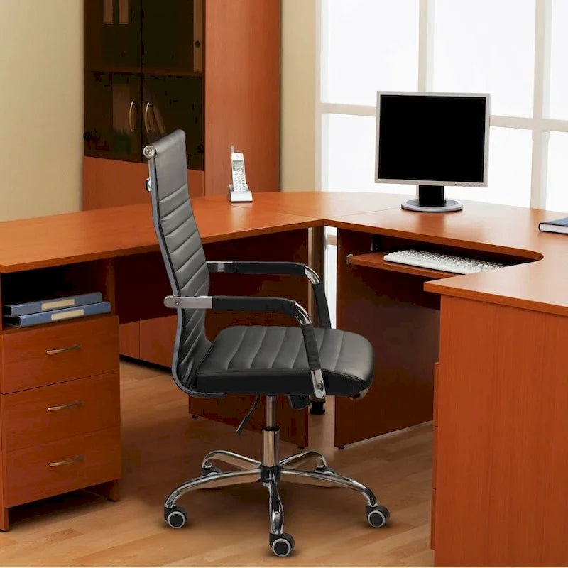 Chaise de bureau nervurée, chaise de conférence à dossier haut