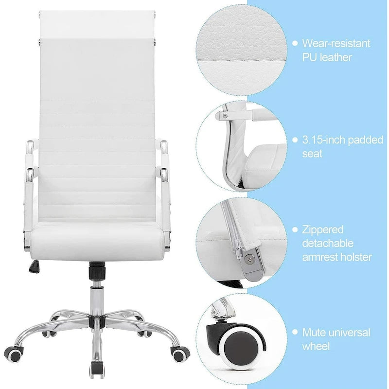 Chaise de bureau nervurée, chaise de conférence à dossier haut