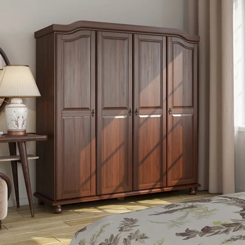 Armoire 4 portes en bois massif avec portes en bois massif ou portes miroir