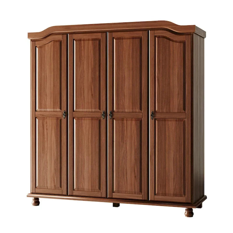 Armoire 4 portes en bois massif avec portes en bois massif ou portes miroir