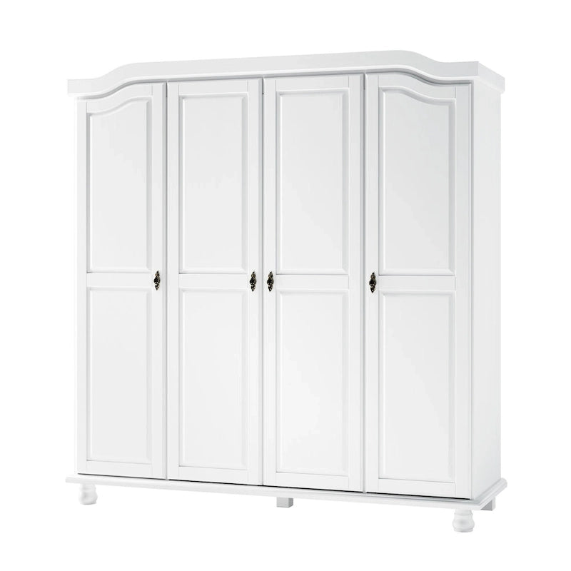 Armoire 4 portes en bois massif avec portes en bois massif ou portes miroir