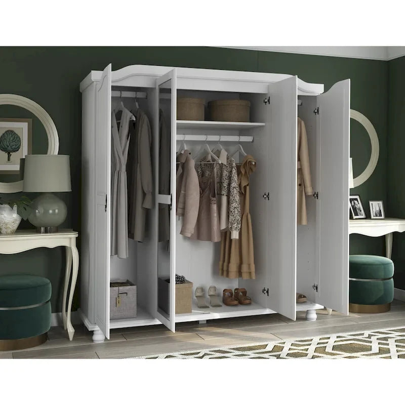 Armoire 4 portes en bois massif avec portes en bois massif ou portes miroir