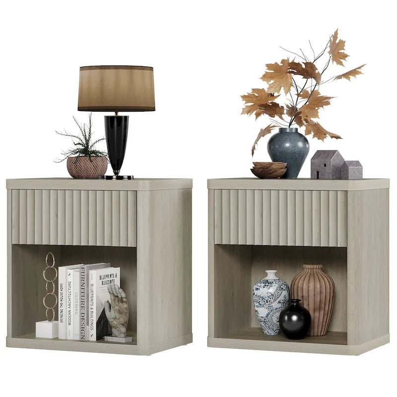 Lot de 2 tables de chevet avec 1 tiroir et rangement ouvert
