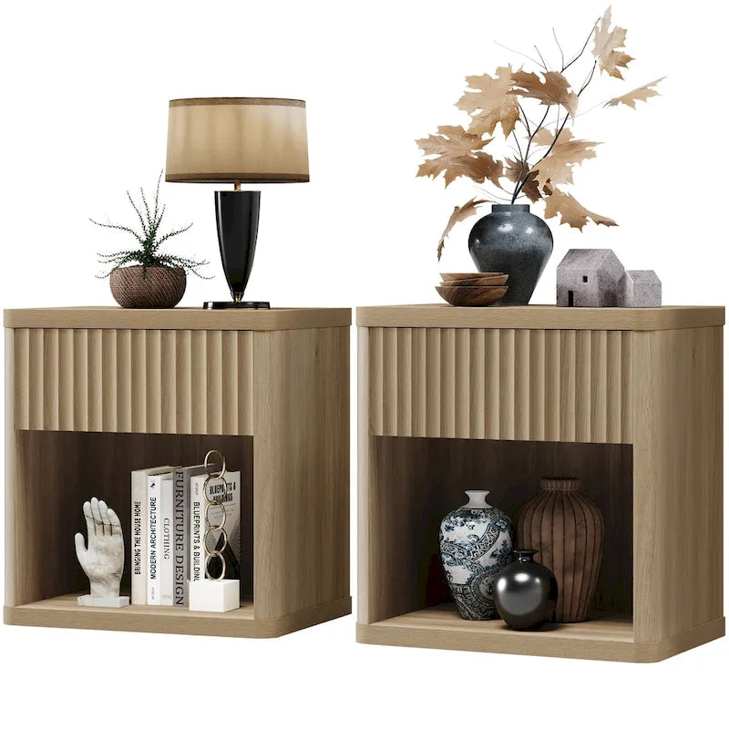 Lot de 2 tables de chevet avec 1 tiroir et rangement ouvert