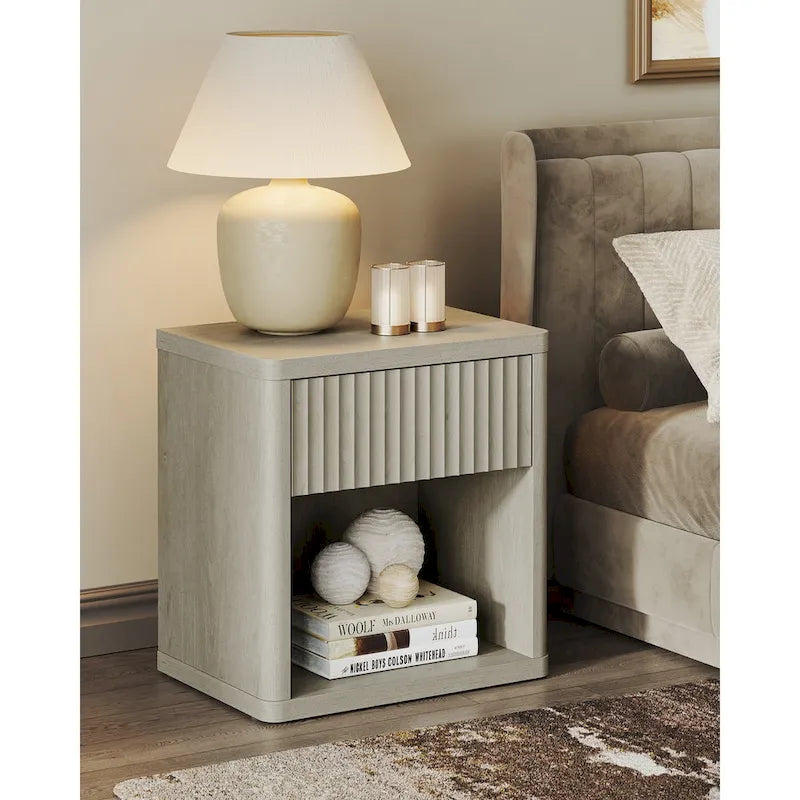 Lot de 2 tables de chevet avec 1 tiroir et rangement ouvert