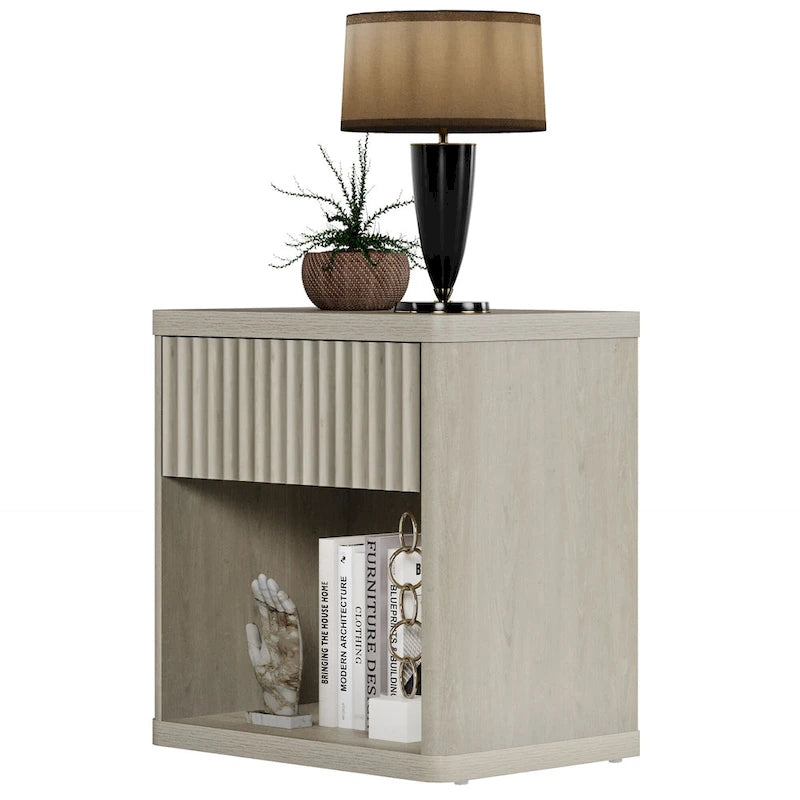 Lot de 2 tables de chevet avec 1 tiroir et rangement ouvert