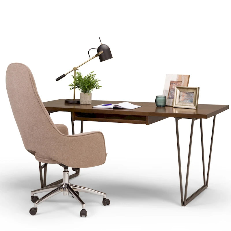 BUREAU DE PRÉSIDENT En Bois Massif, Style Industriel Moderne, 168 cm de Large, Brun Vieilli Naturel