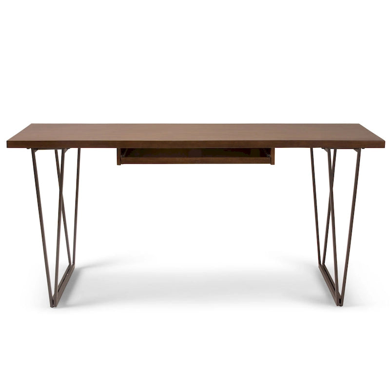 BUREAU DE PRÉSIDENT En Bois Massif, Style Industriel Moderne, 168 cm de Large, Brun Vieilli Naturel