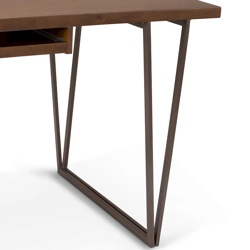 BUREAU DE PRÉSIDENT En Bois Massif, Style Industriel Moderne, 168 cm de Large, Brun Vieilli Naturel