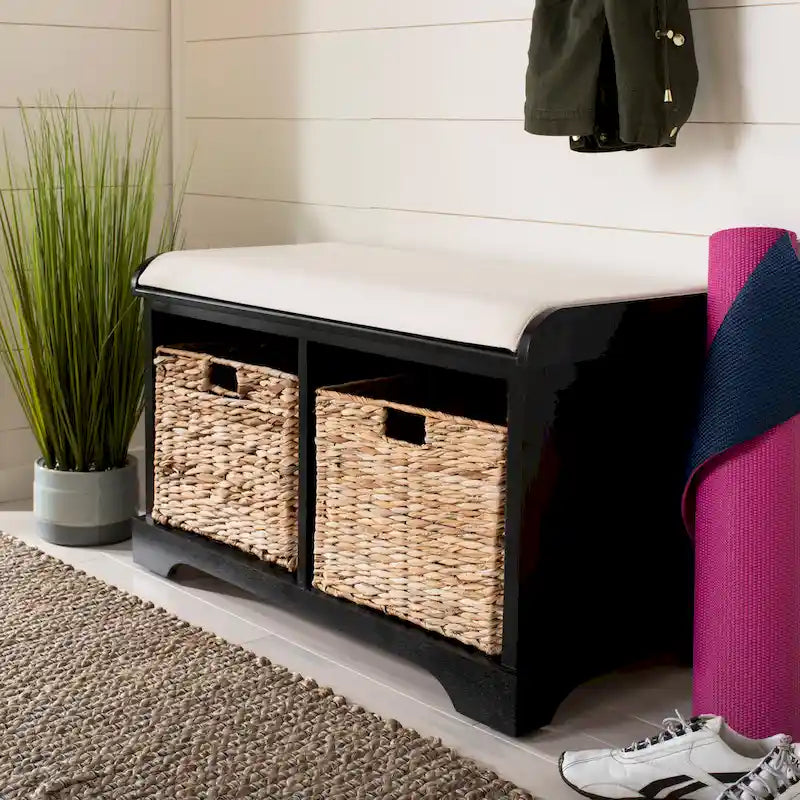 Banc coffre de rangement tissé marron - 33.5 x 16.1 x 19.9 - 34Lx16Px20H