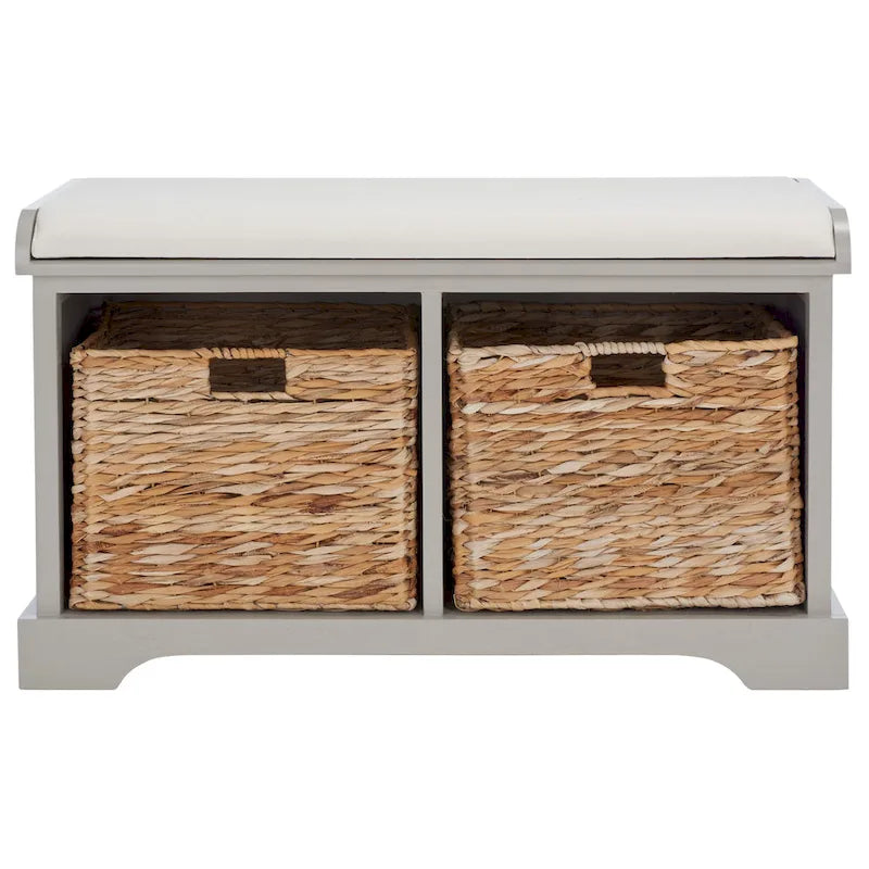 Banc coffre de rangement tissé marron - 33.5 x 16.1 x 19.9 - 34Lx16Px20H
