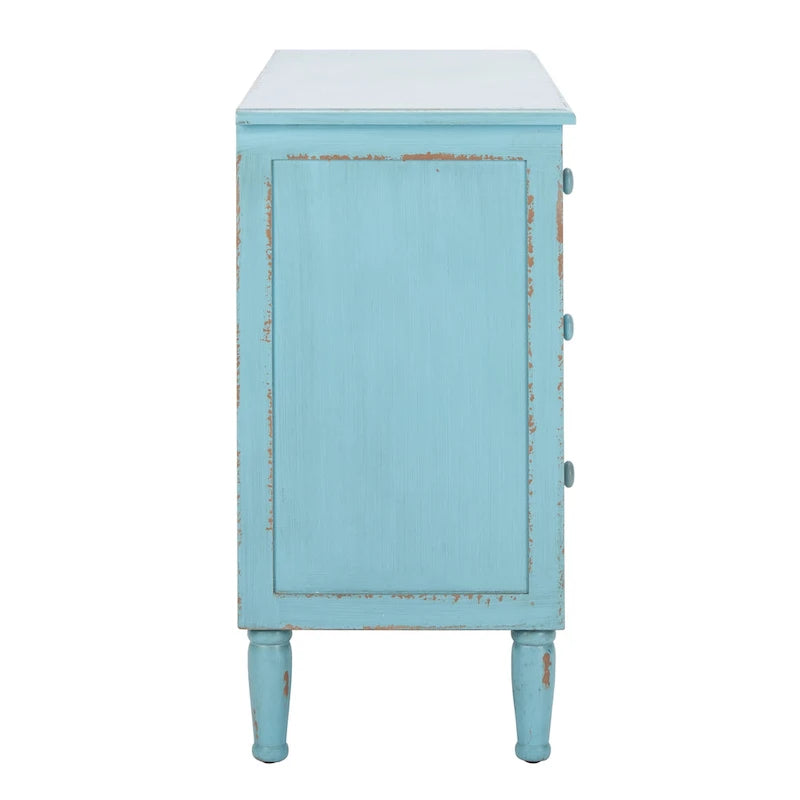 Commode de rangement à 3 tiroirs bleu vieilli