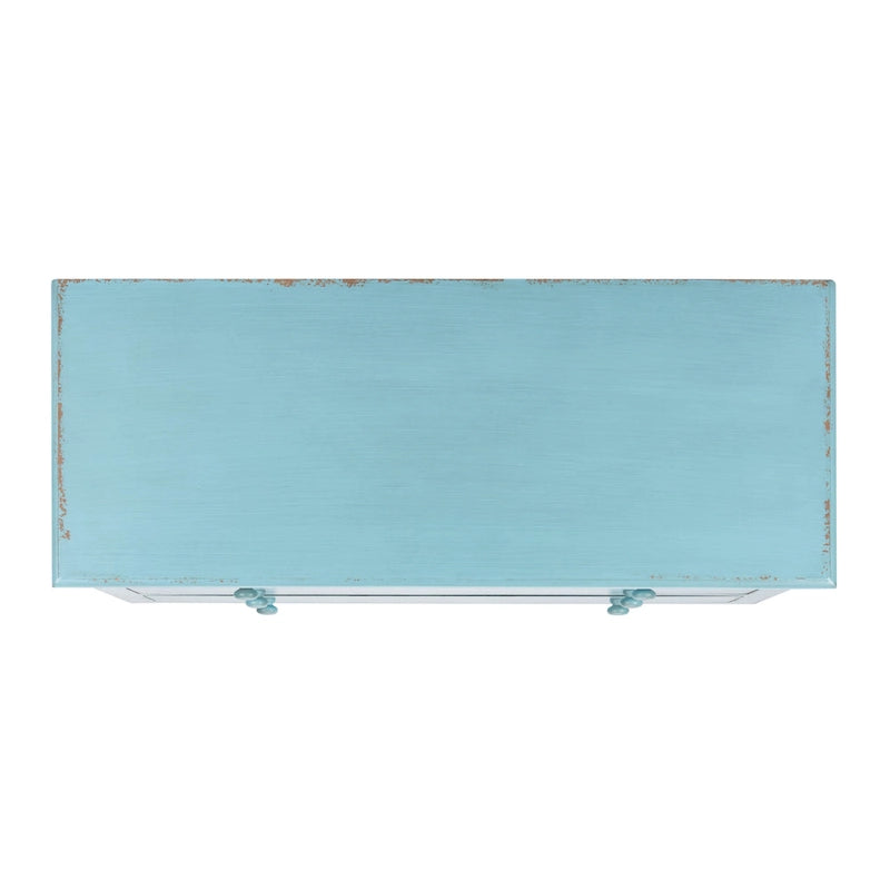Commode de rangement à 3 tiroirs bleu vieilli