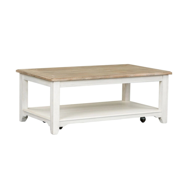 Table basse rectangulaire à roulettes