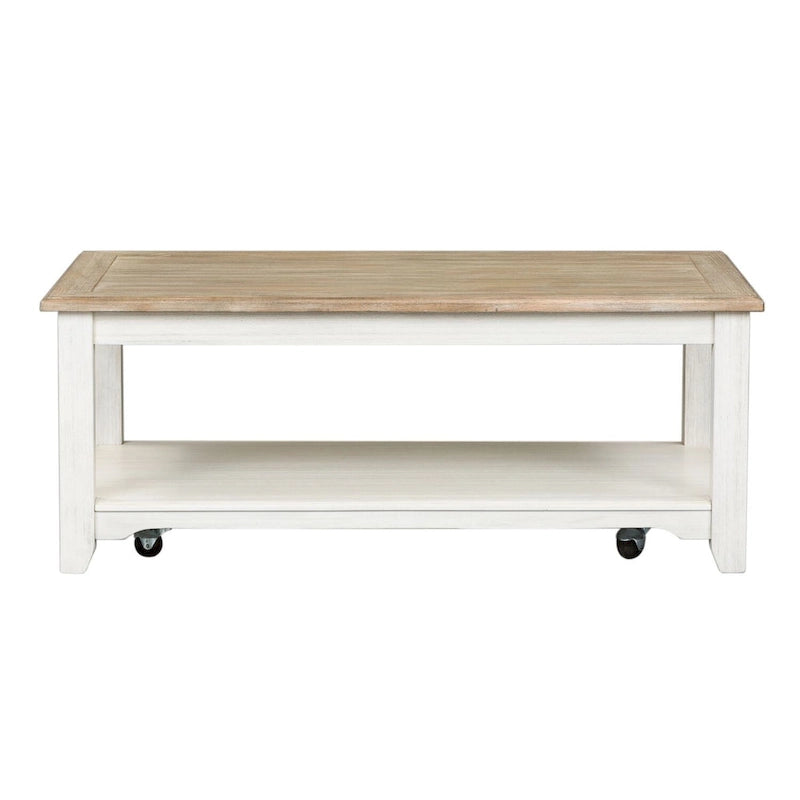 Table basse rectangulaire à roulettes