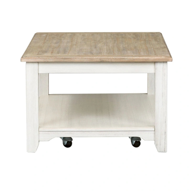 Table basse rectangulaire à roulettes