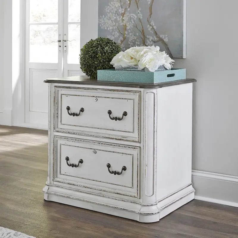 Meuble de classement latéral Magnolia Manor Antique White Executive Media