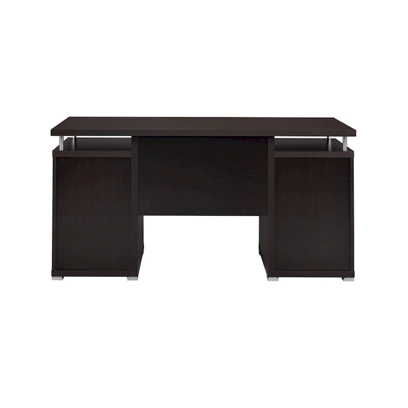 Bureau d'ordinateur luxueux avec 2 tiroirs et meuble de rangement, marron