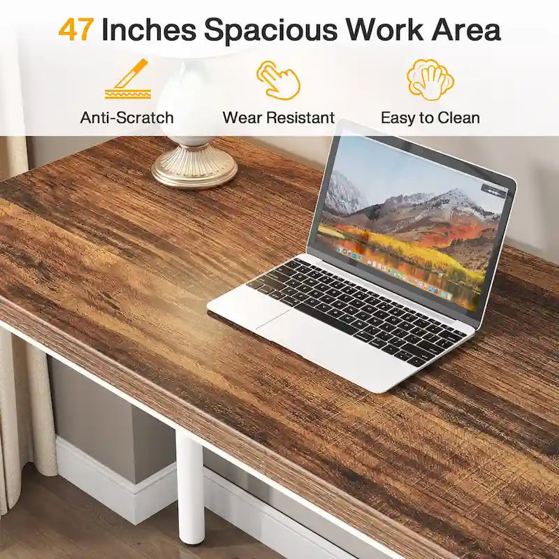Bureau informatique de 47 pouces avec 5 tiroirs, en bois et métal, pour bureau ou salon