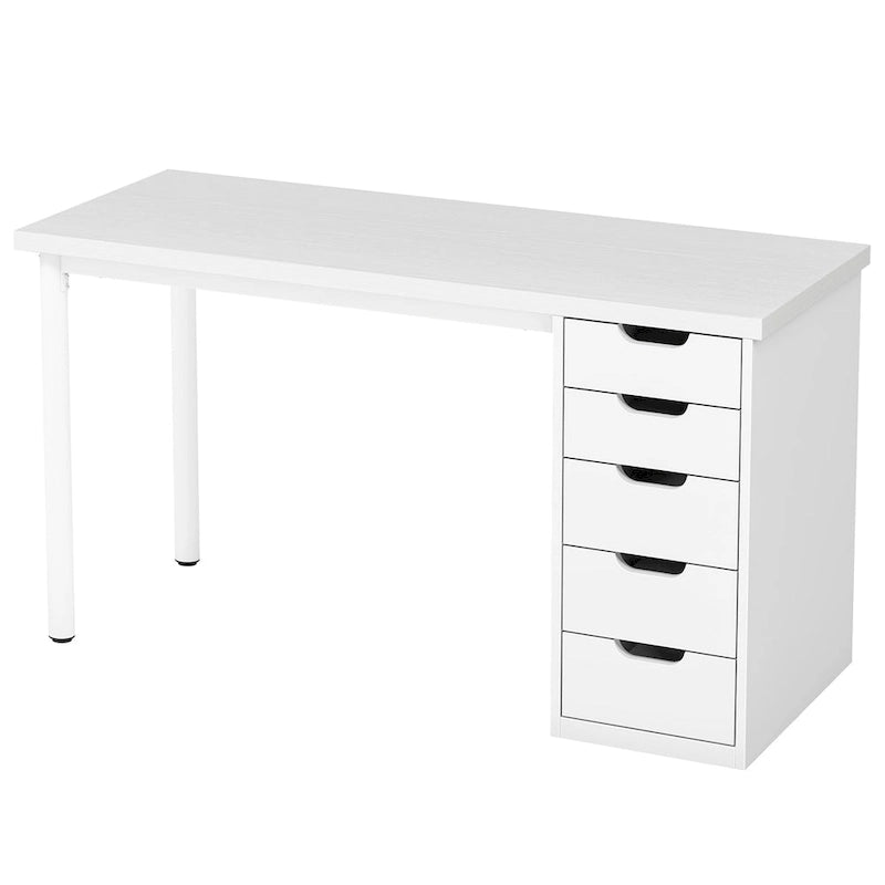 Bureau informatique de 47 pouces avec 5 tiroirs, en bois et métal, pour bureau ou salon