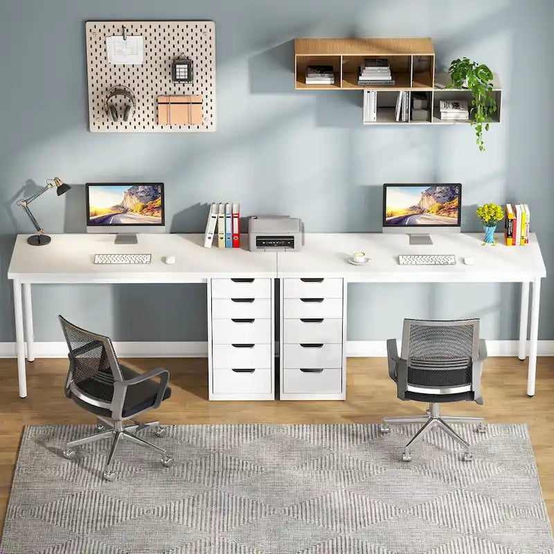 Bureau informatique de 47 pouces avec 5 tiroirs, en bois et métal, pour bureau ou salon