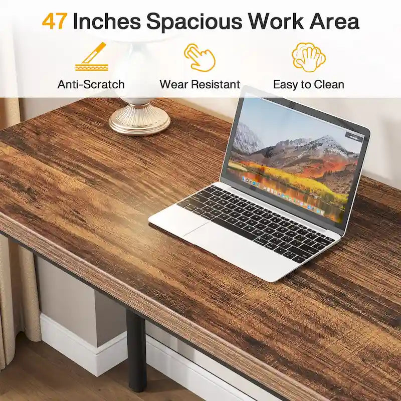 Bureau informatique de 47 pouces avec 5 tiroirs, en bois et métal, pour bureau ou salon