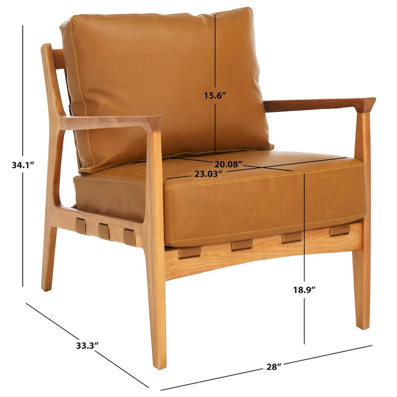 Fauteuil d'appoint en bois massif avec coussin (entièrement assemblé) – 28 po L x 33 po P x 34 po H – 28 po L x 33 po P x 34 po H