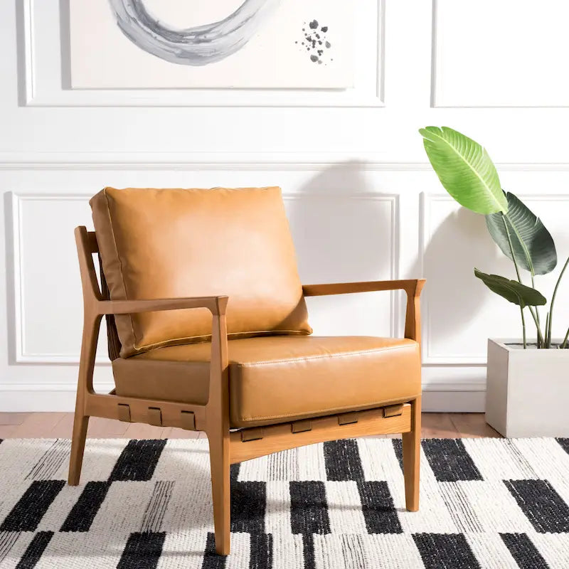 Fauteuil d'appoint en bois massif avec coussin (entièrement assemblé) – 28 po L x 33 po P x 34 po H – 28 po L x 33 po P x 34 po H