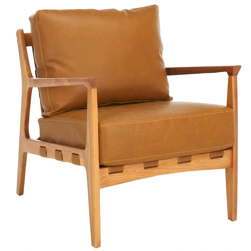 Fauteuil d'appoint en bois massif avec coussin (entièrement assemblé) – 28 po L x 33 po P x 34 po H – 28 po L x 33 po P x 34 po H