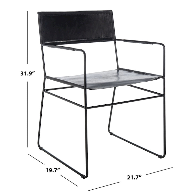Chaise de salle à manger en cuir (lot de 2) - 21,7 L x 19,7 P x 31,9 H - 22Lx20Px32H