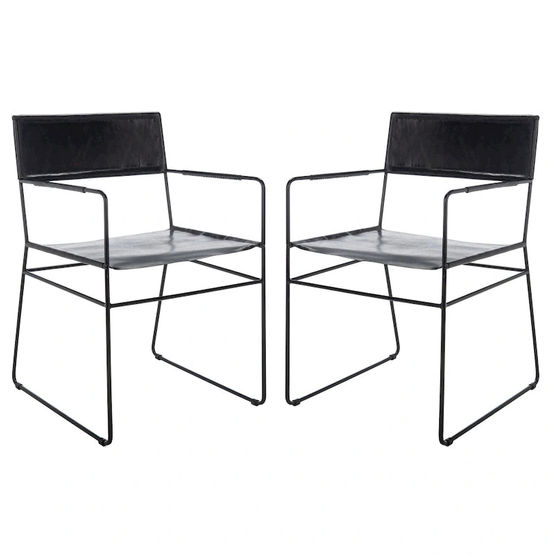 Chaise de salle à manger en cuir (lot de 2) - 21,7 L x 19,7 P x 31,9 H - 22Lx20Px32H