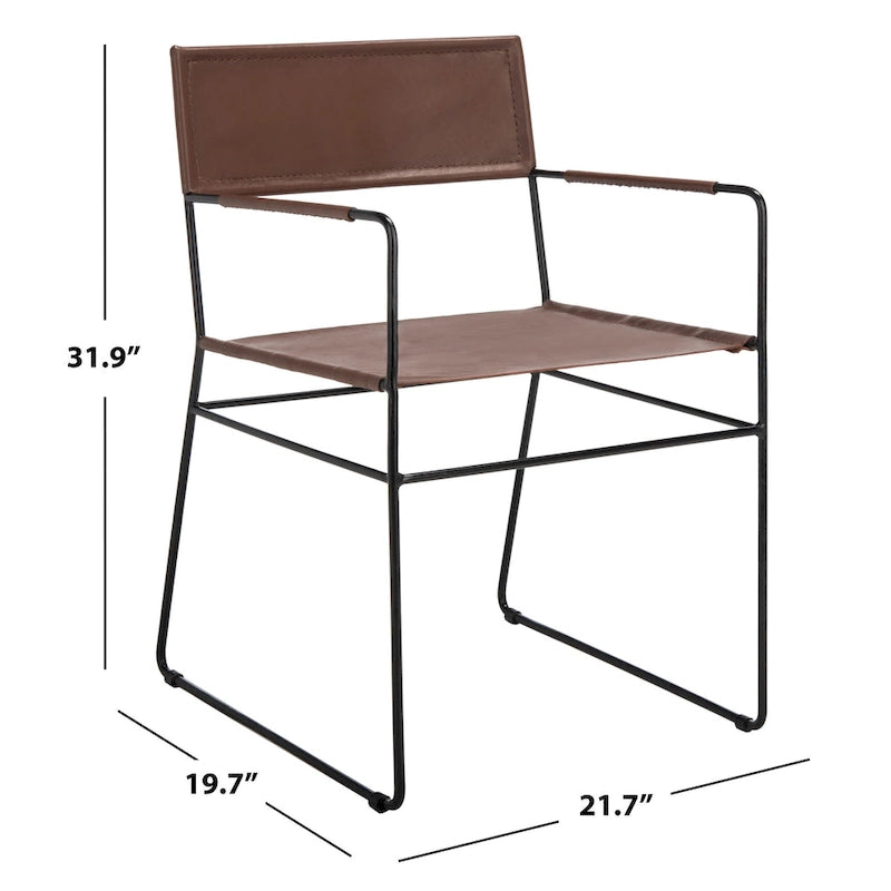 Chaise de salle à manger en cuir (lot de 2) - 21,7 L x 19,7 P x 31,9 H - 22Lx20Px32H