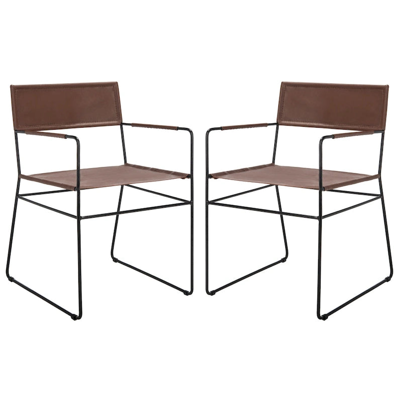 Chaise de salle à manger en cuir (lot de 2) - 21,7 L x 19,7 P x 31,9 H - 22Lx20Px32H