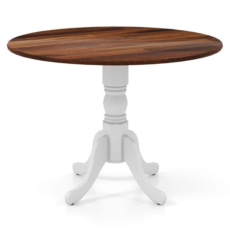 Table de salle à manger en bois avec plateau rond et pieds en tréteaux incurvés - 39.37 x 39.37 x 28.74