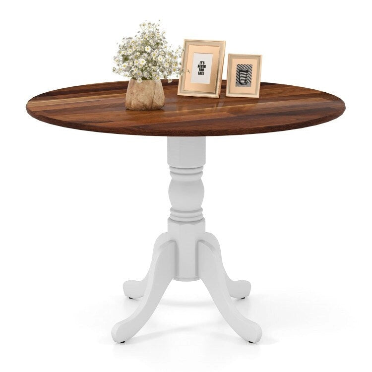 Table de salle à manger en bois avec plateau rond et pieds en tréteaux incurvés - 39.37 x 39.37 x 28.74