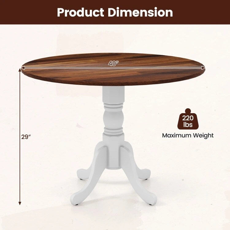 Table de salle à manger en bois avec plateau rond et pieds en tréteaux incurvés - 39.37 x 39.37 x 28.74