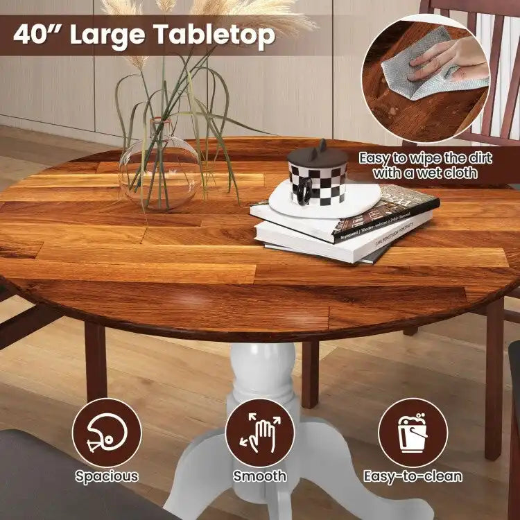 Table de salle à manger en bois avec plateau rond et pieds en tréteaux incurvés - 39.37 x 39.37 x 28.74