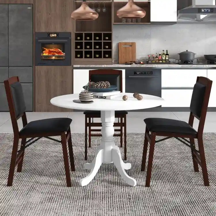 Table de salle à manger en bois avec plateau rond et pieds en tréteaux incurvés - 39.37 x 39.37 x 28.74