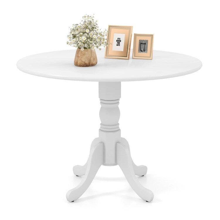 Table de salle à manger en bois avec plateau rond et pieds en tréteaux incurvés - 39.37 x 39.37 x 28.74