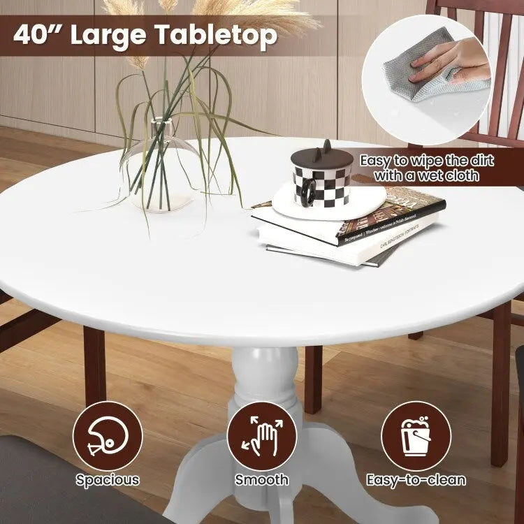 Table de salle à manger en bois avec plateau rond et pieds en tréteaux incurvés - 39.37 x 39.37 x 28.74