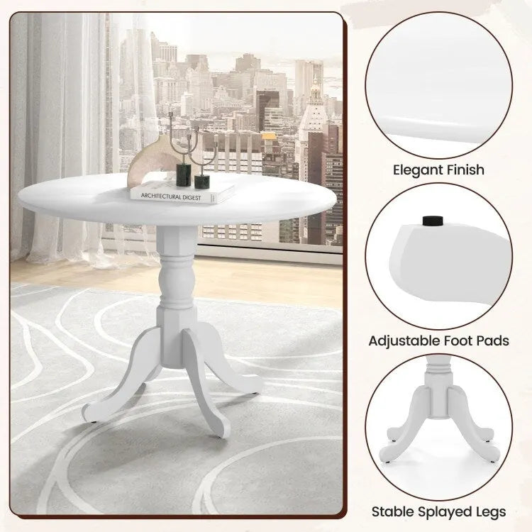 Table de salle à manger en bois avec plateau rond et pieds en tréteaux incurvés - 39.37 x 39.37 x 28.74