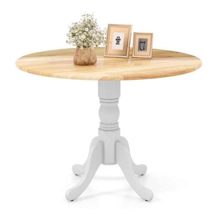 Table de salle à manger en bois avec plateau rond et pieds en tréteaux incurvés - 39.37 x 39.37 x 28.74