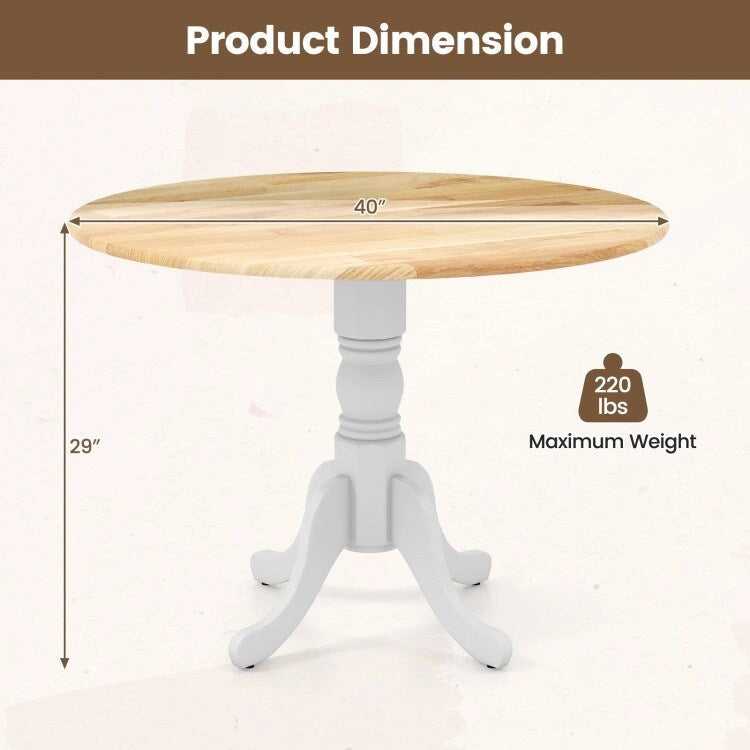 Table de salle à manger en bois avec plateau rond et pieds en tréteaux incurvés - 39.37 x 39.37 x 28.74