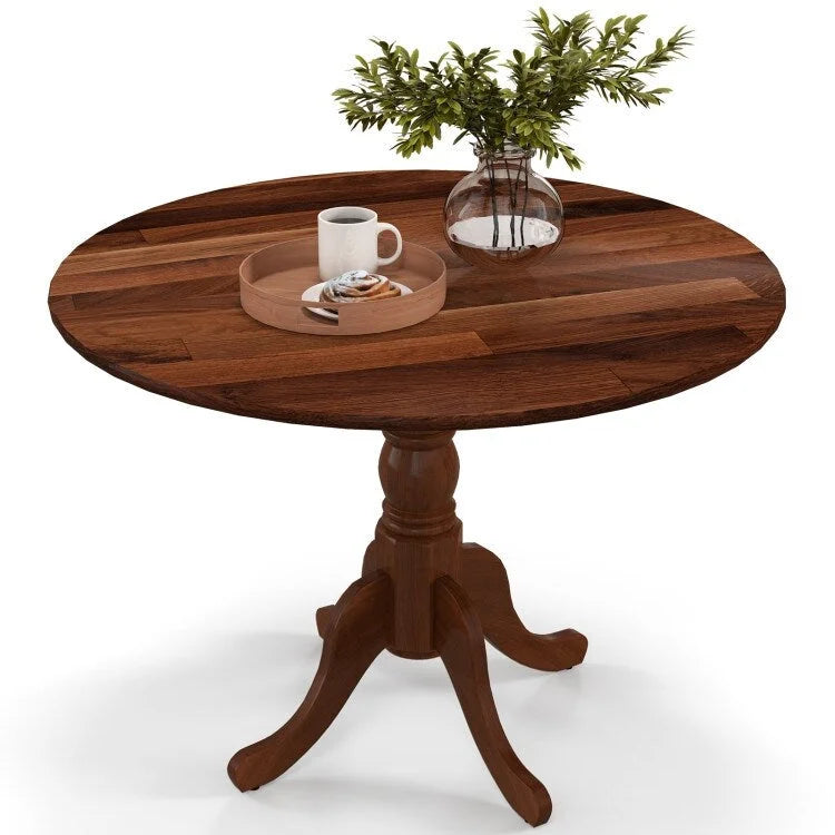 Table de salle à manger en bois avec plateau rond et pieds en tréteaux incurvés - 39.37 x 39.37 x 28.74