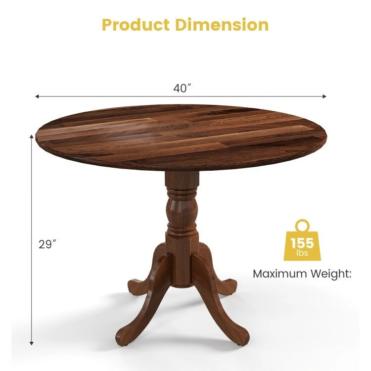Table de salle à manger en bois avec plateau rond et pieds en tréteaux incurvés - 39.37 x 39.37 x 28.74