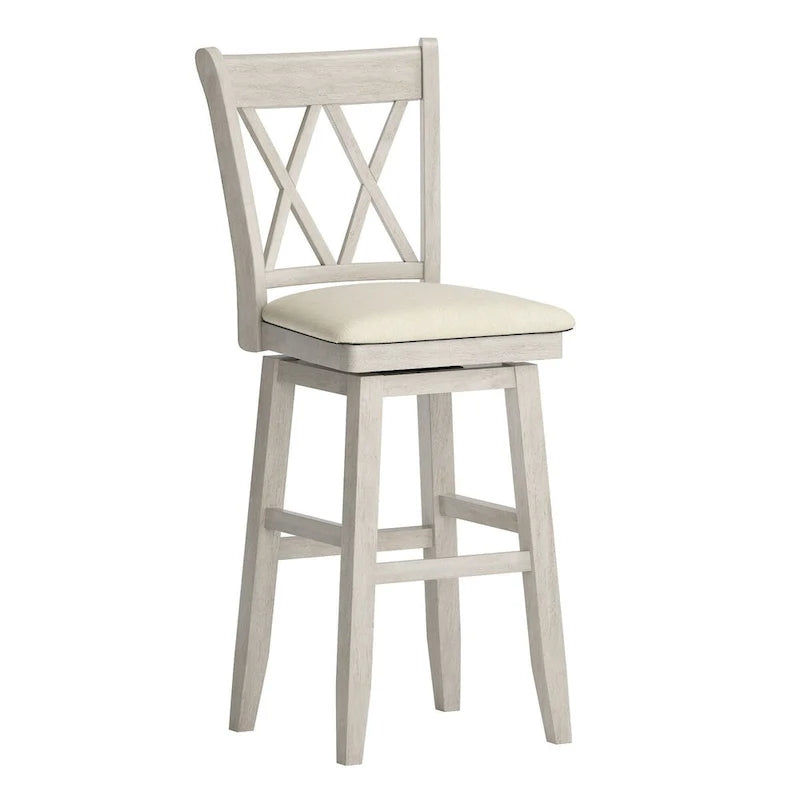 Tabouret de bar pivotant en bois à double dossier en X